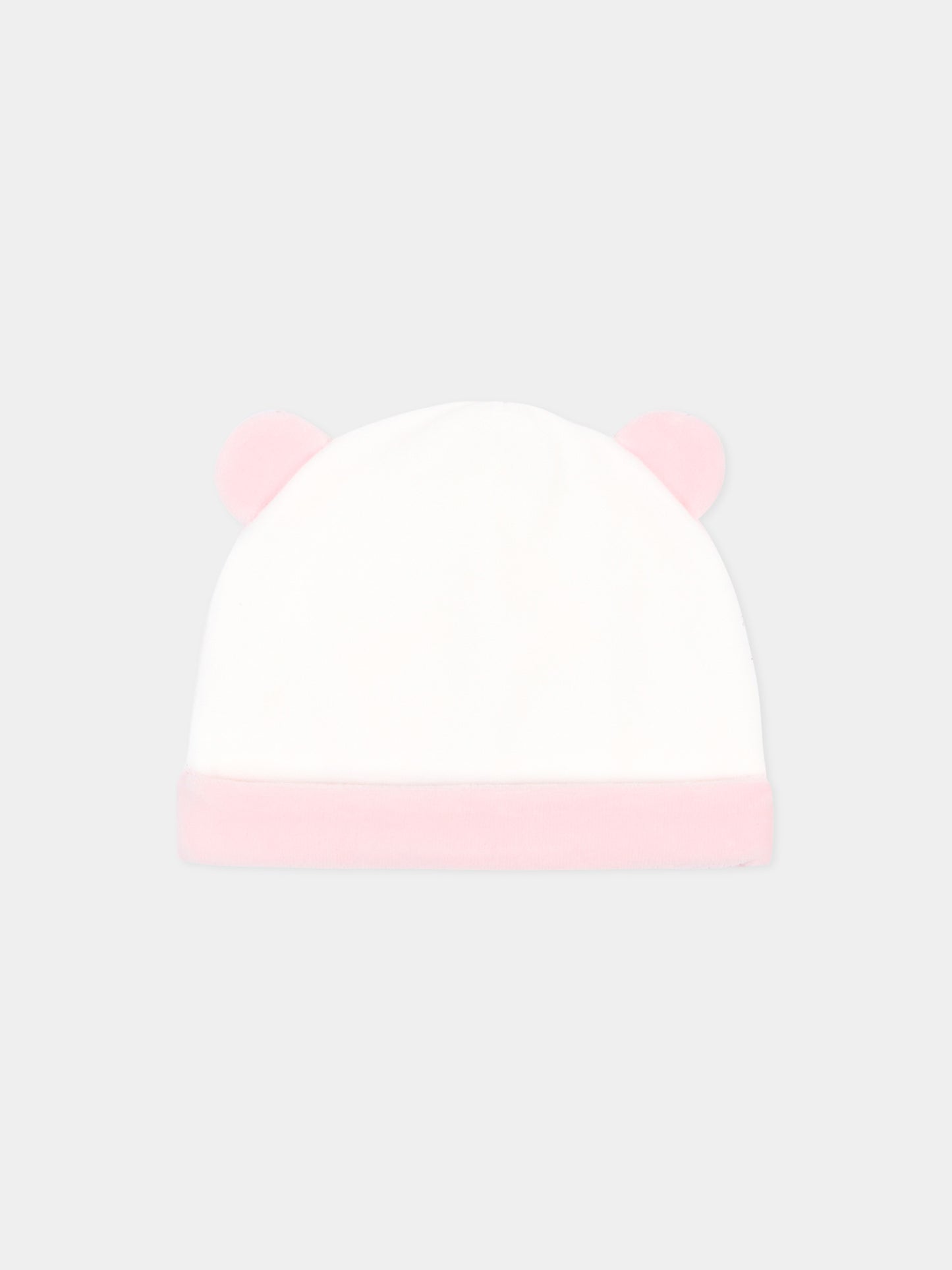 Cappello avorio per neonata in ciniglia con orecchie,Le Boo Beebè,CCB040 30