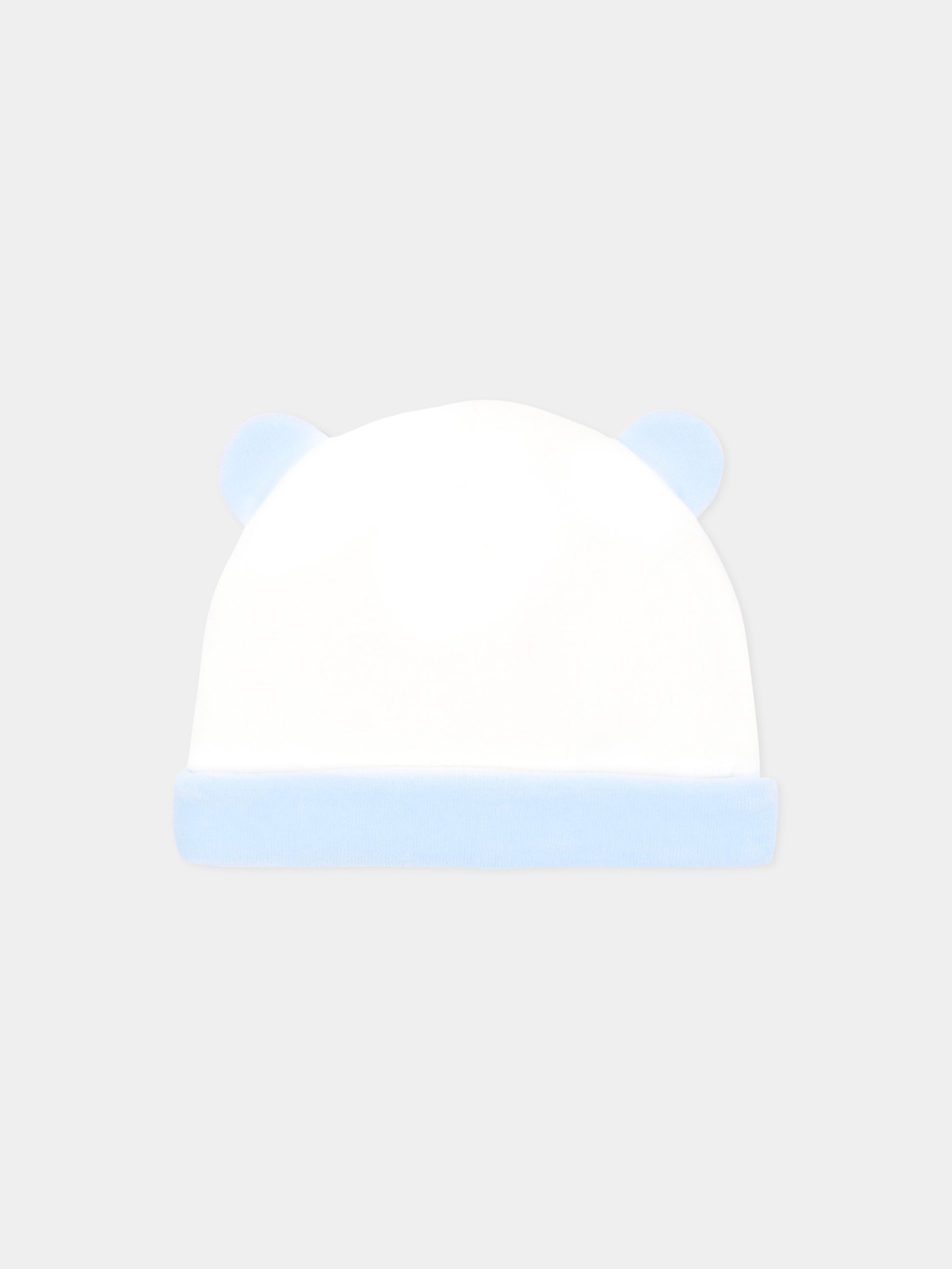 Cappello celeste per neonato in ciniglia con orecchie,Le Boo Beebè,CCB040 40