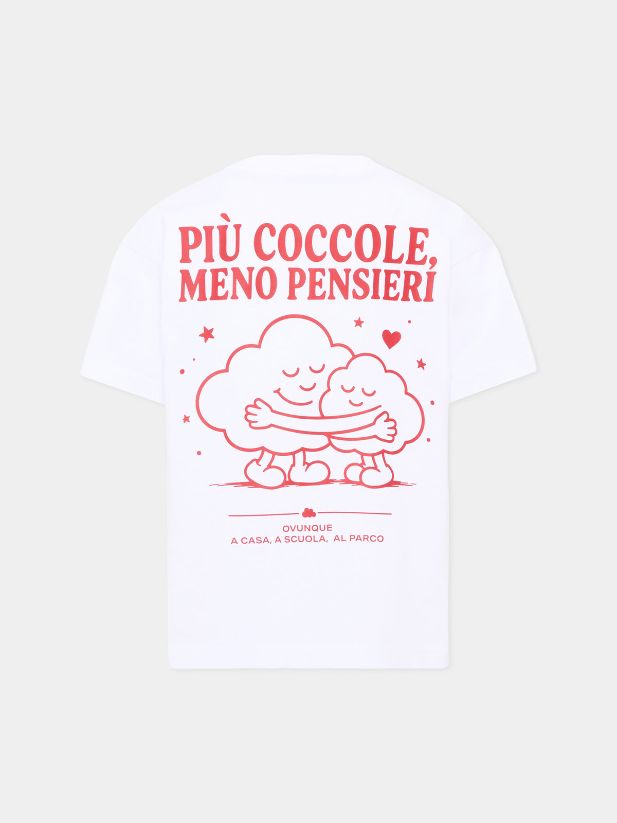 T-shirt a manica corta bianca per bambini con frase sul retro,Pescheria Mon Amour X Coccolebimbi,PMAK TS001 WHT