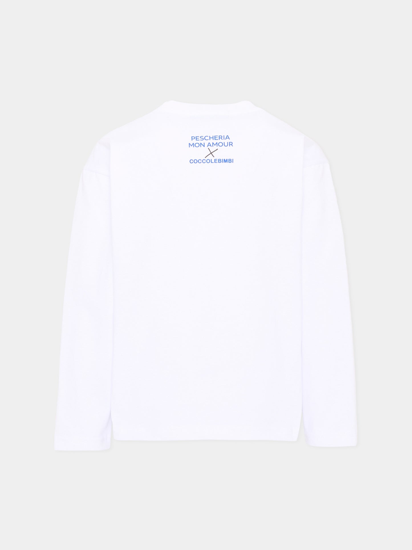 T-shirt a manica lunga bianca per bambini con frase,Pescheria Mon Amour,PMAK LS005 WHT