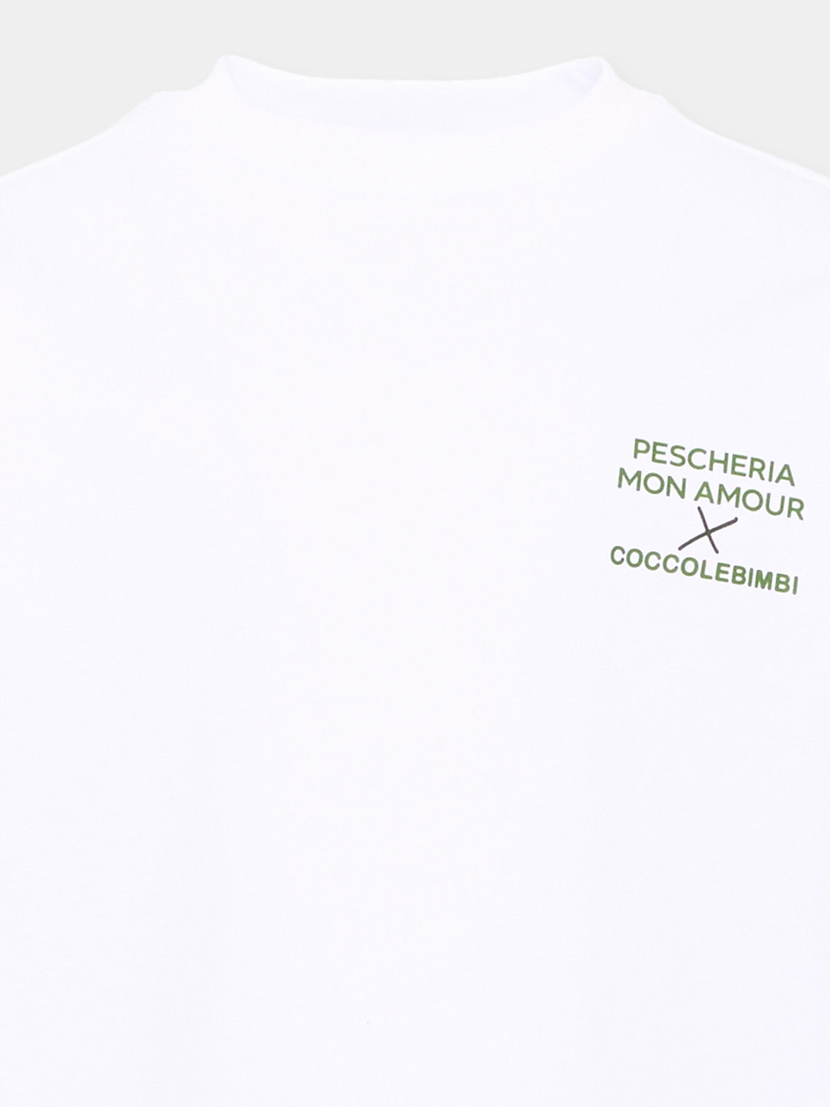 T-shirt a manica lunga bianca per bambini con frase sul retro,Pescheria Mon Amour X Coccolebimbi,PMAK LS008 WHT
