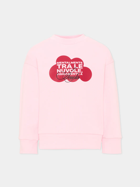 Felpa rosa per bambina con stampa,Pescheria Mon Amour X Coccolebimbi,PMAK SW015 PNK