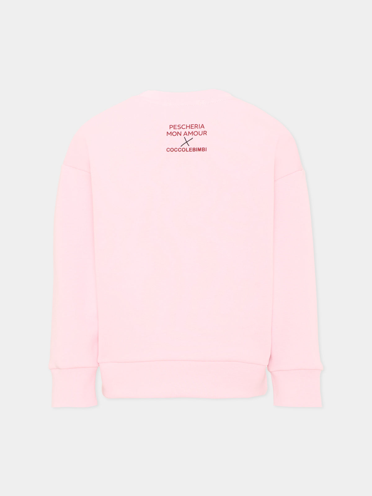 Felpa rosa per bambina con stampa,Pescheria Mon Amour X Coccolebimbi,PMAK SW015 PNK