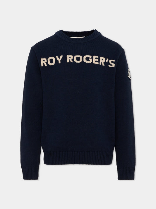 Maglione blu per bambino con logo,Roy Roger's Kids,R F107 00 3885