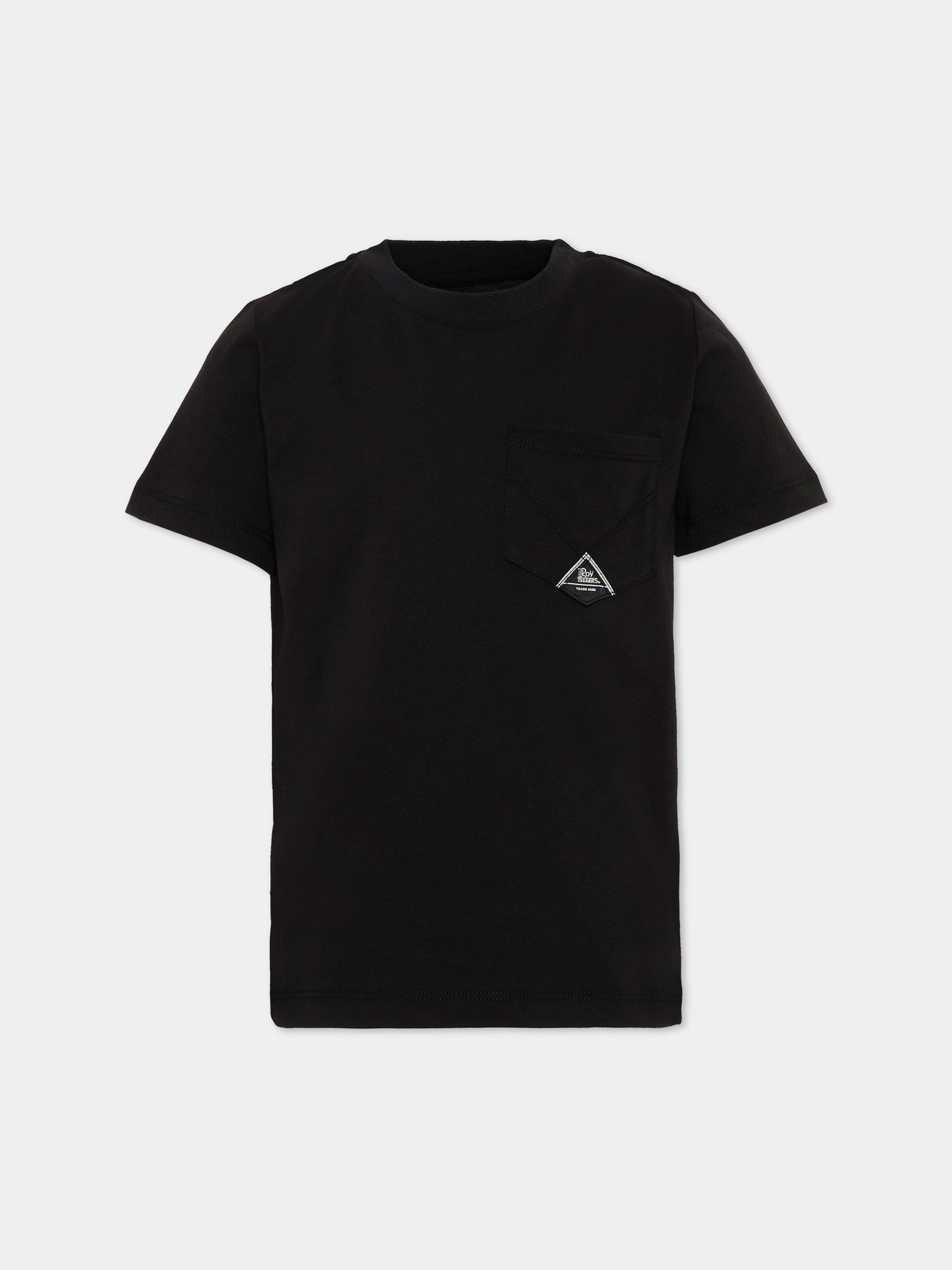 T-shirt nera per bambino con tasca,Roy Roger's Kids,R F108 00 0658