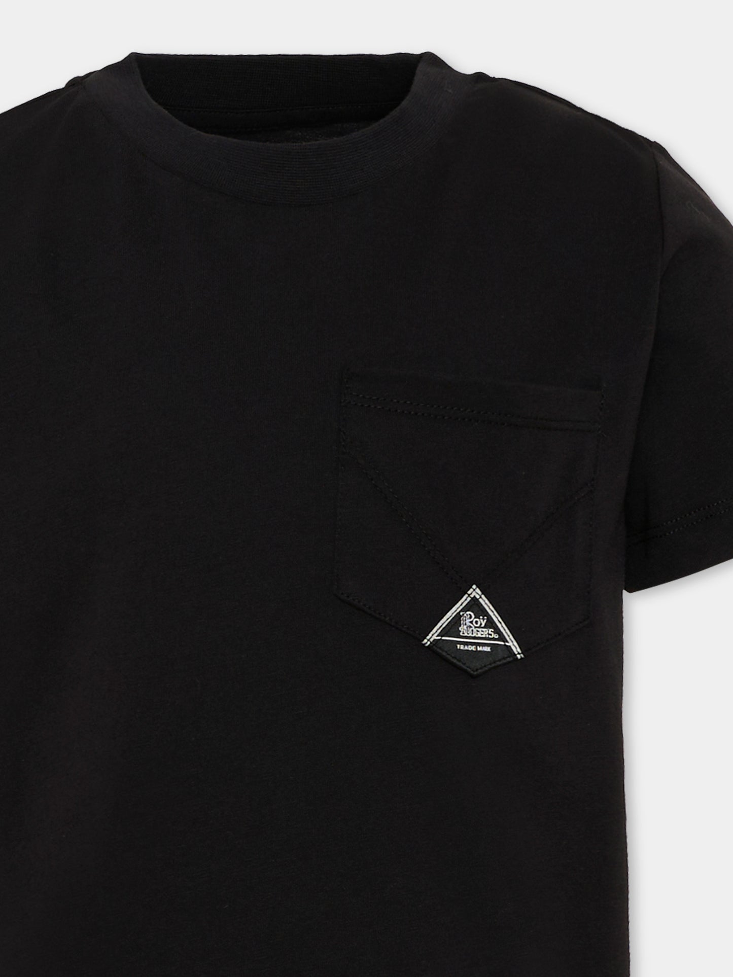 T-shirt nera per bambino con tasca,Roy Roger's Kids,R F108 00 0658