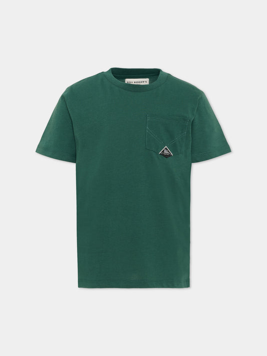 T-shirt a manica corta verde con tasca,Roy Roger's Kids,R F108 00 4743