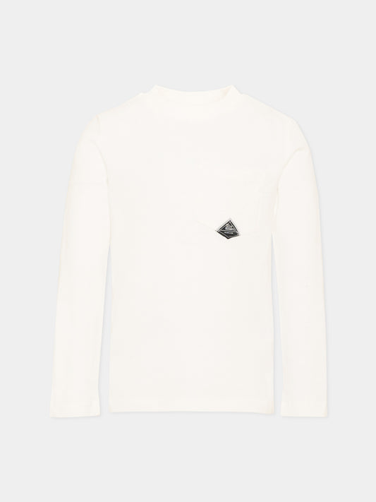 T-shirt a manica lunga bianca con logo,Roy Roger's Kids,R F127 00 0112