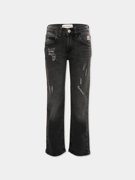 Jeans nero per bambino con strappi,Roy Roger's Kids,R F130 00 7020