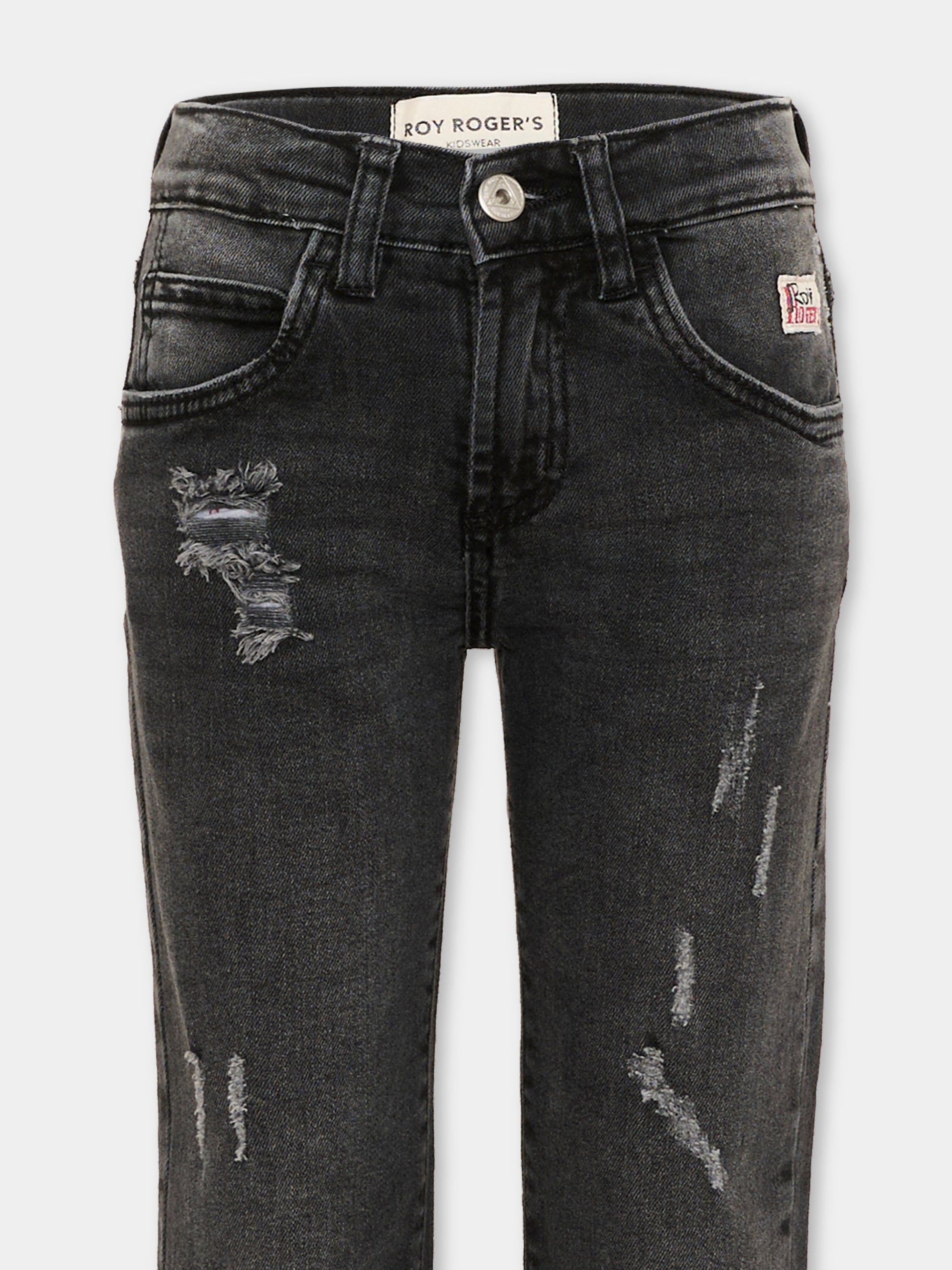 Jeans nero per bambino con strappi,Roy Roger's Kids,R F130 00 7020