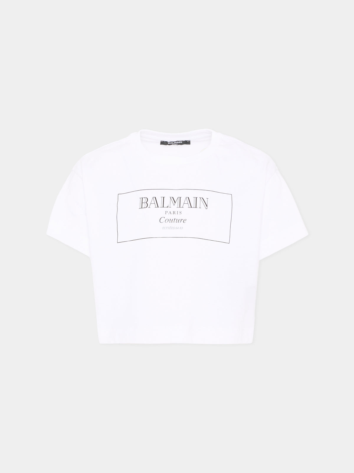 T-shirt bianca per bambina con logo,Balmain Kids,BX8A21 Z3186 100NE