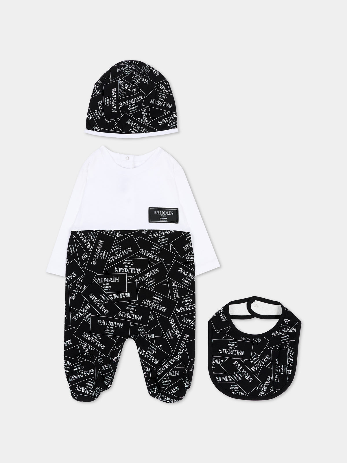 Set tutina nero per neonati con stampa,Balmain Kids,BXB57A Z3332 930BC