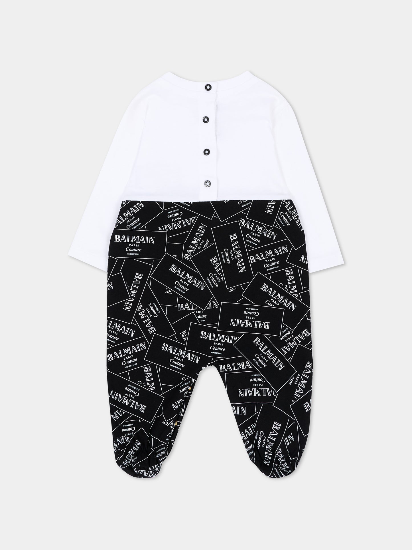 Set tutina nero per neonati con stampa,Balmain Kids,BXB57A Z3332 930BC