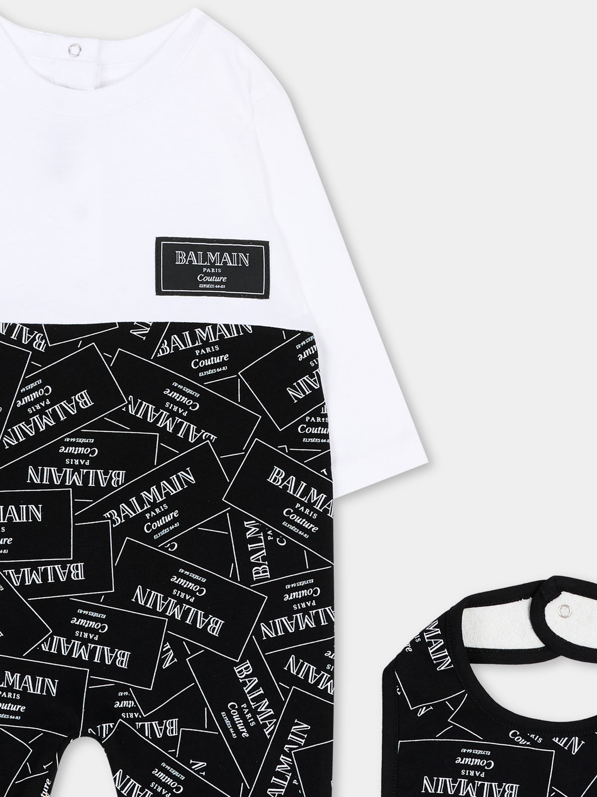 Set tutina nero per neonati con stampa,Balmain Kids,BXB57A Z3332 930BC