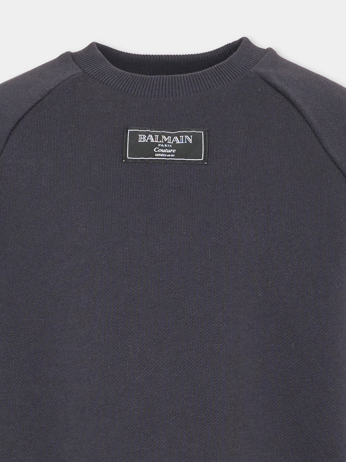 Felpa girocollo blu per bambini con logo,Balmain Kids,BX4P70 Z3183 621