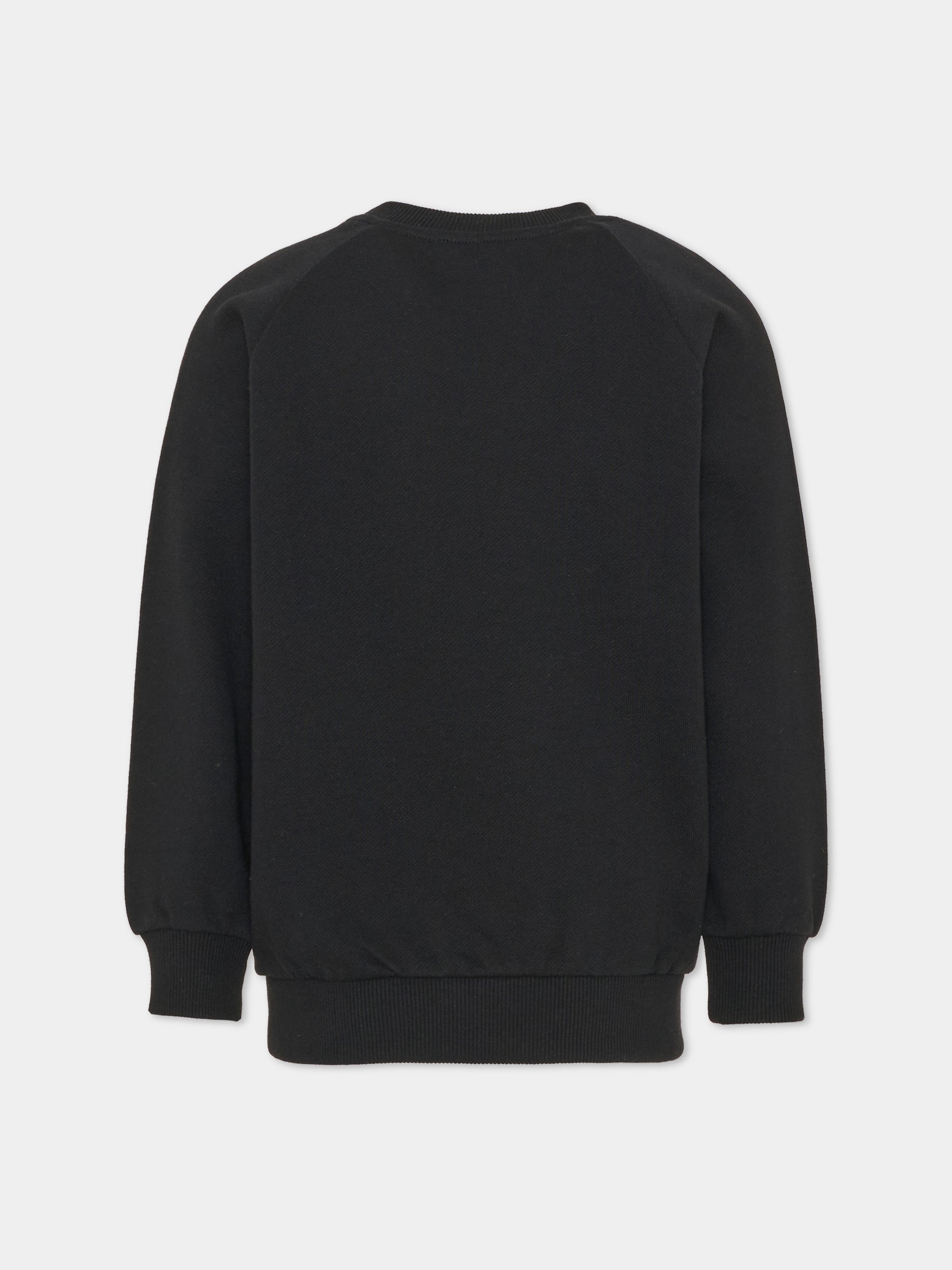 Felpa girocollo nera per bambini con logo,Balmain Kids,BX4P80 Z3183 930BC