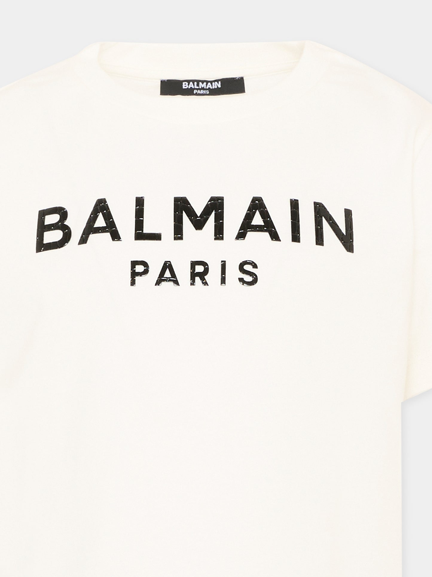 T-shirt avorio per bambini con logo,Balmain Kids,BV8P01 Z0057 102NE