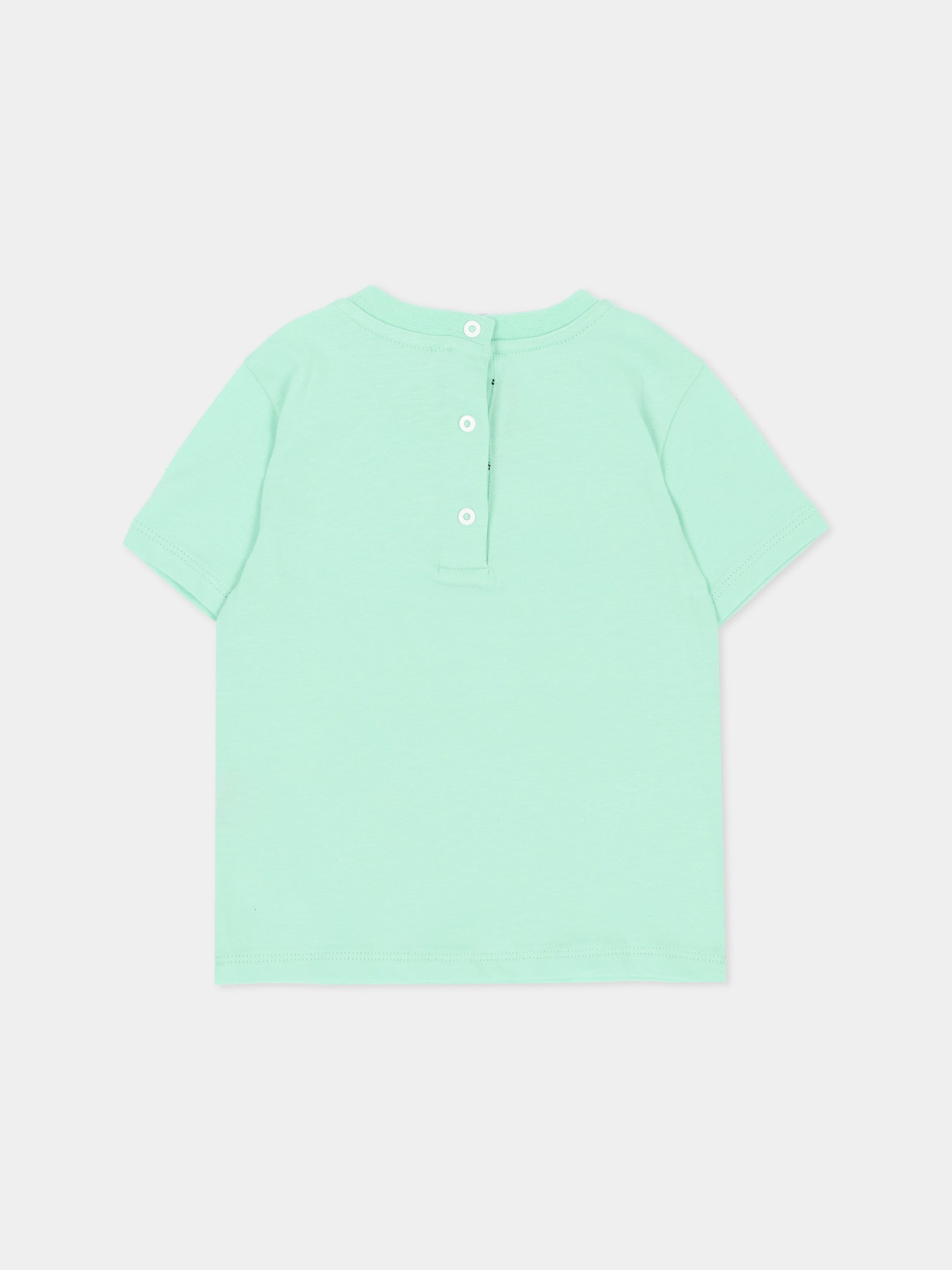 T-shirt verde per neonati con logo,Balmain Kids,BU8681 Z1751 70A