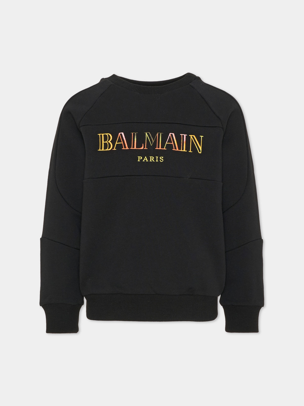 Felpa girocollo nera per bambini con logo,Balmain Kids,BW4Q20 Z0081 930MC