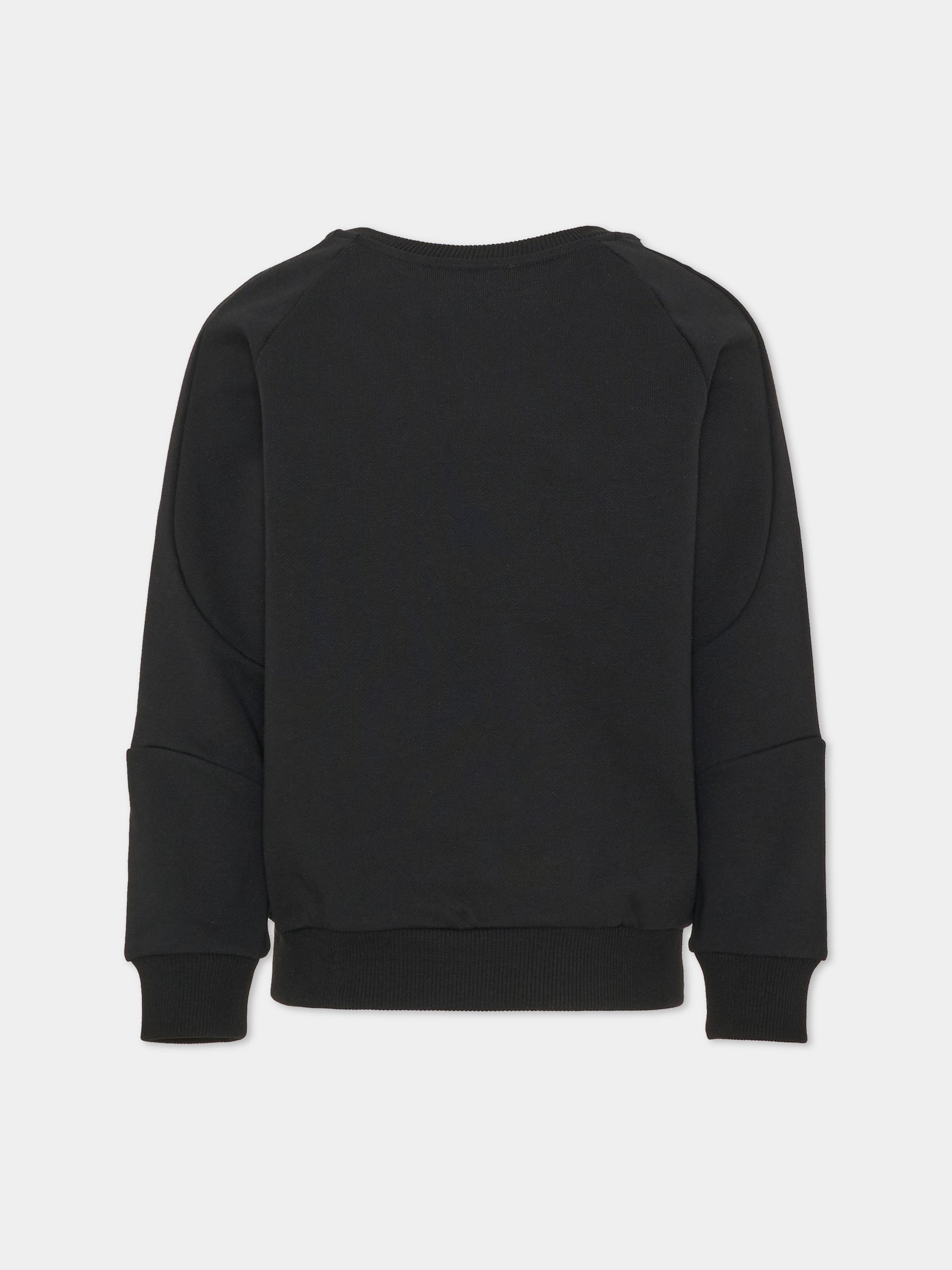 Felpa girocollo nera per bambini con logo,Balmain Kids,BW4Q20 Z0081 930MC