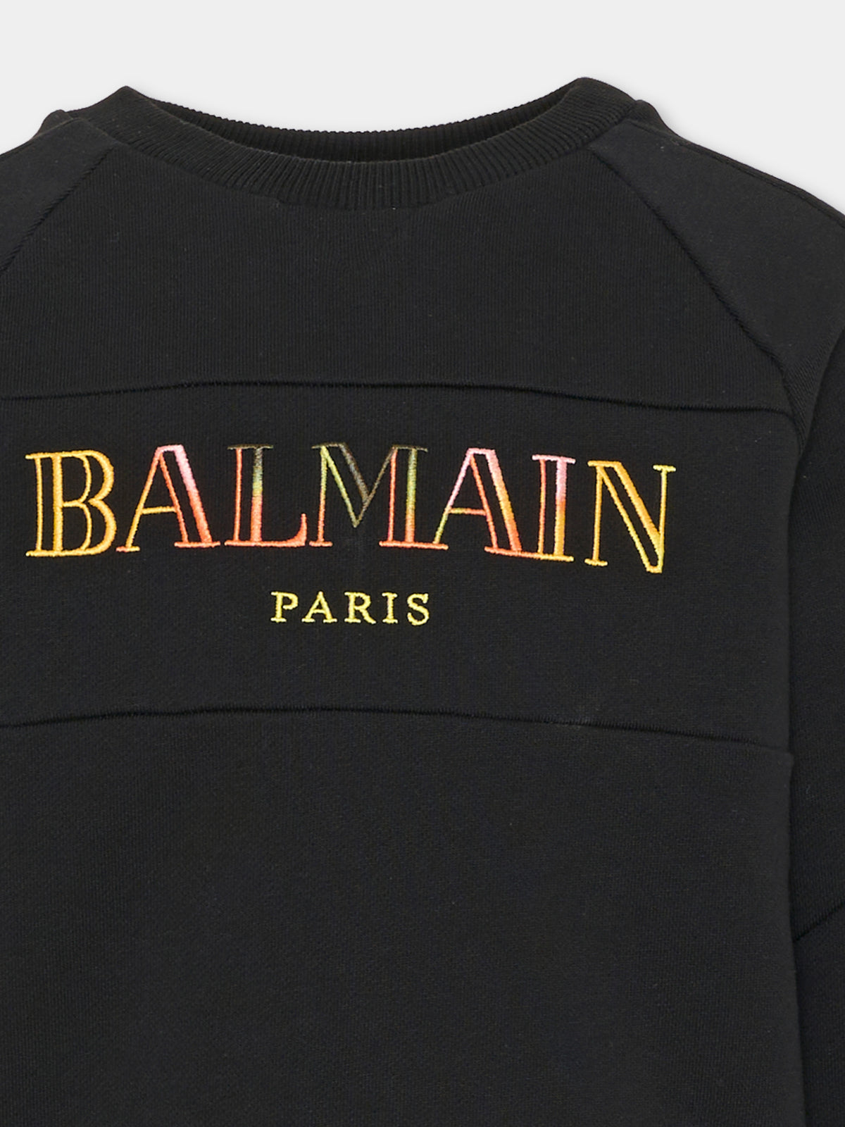 Felpa girocollo nera per bambini con logo,Balmain Kids,BW4Q20 Z0081 930MC