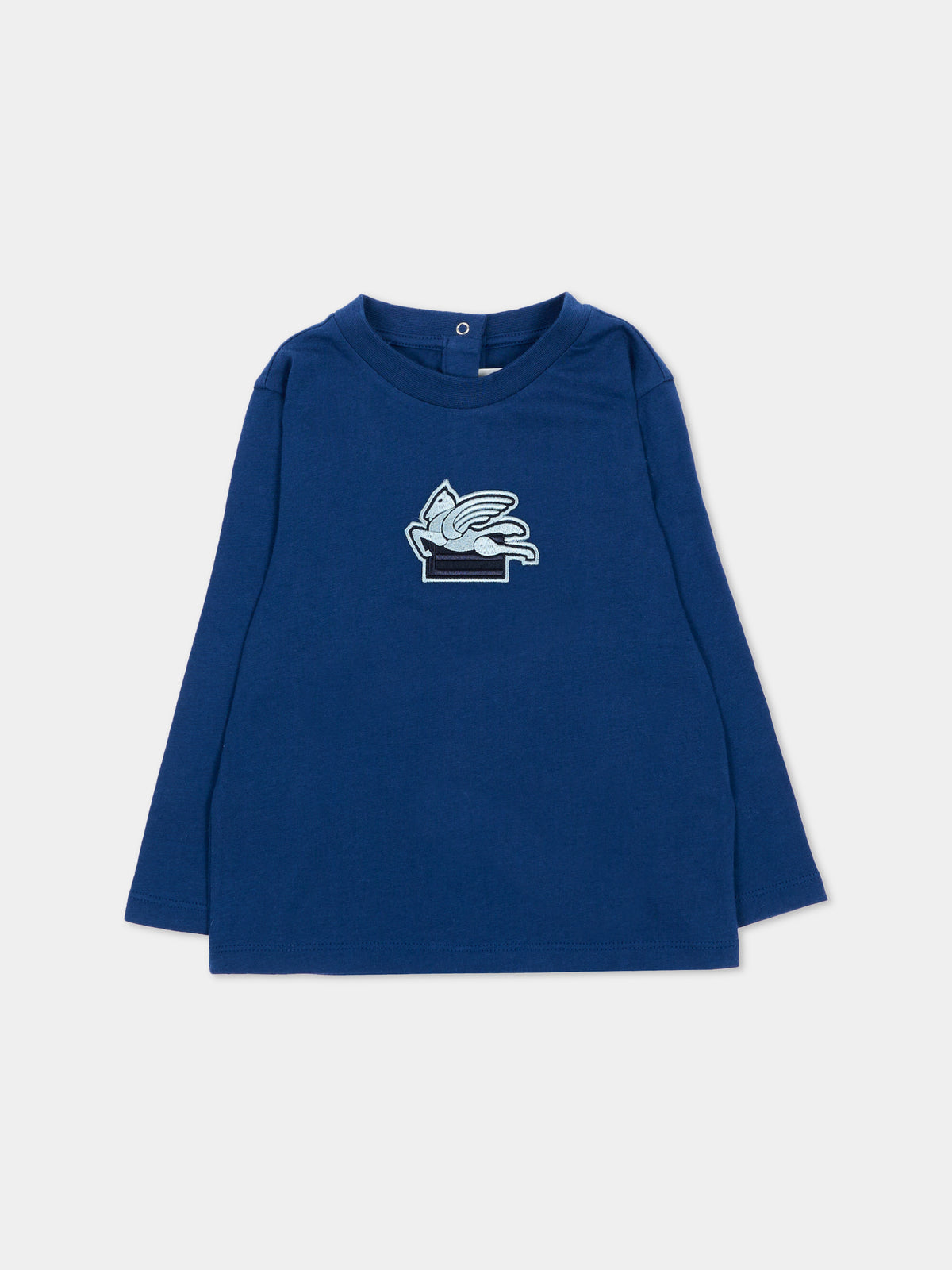 T-Shirt a manica lunga blu con Pegaso,Etro,GV8520 Z2081 618