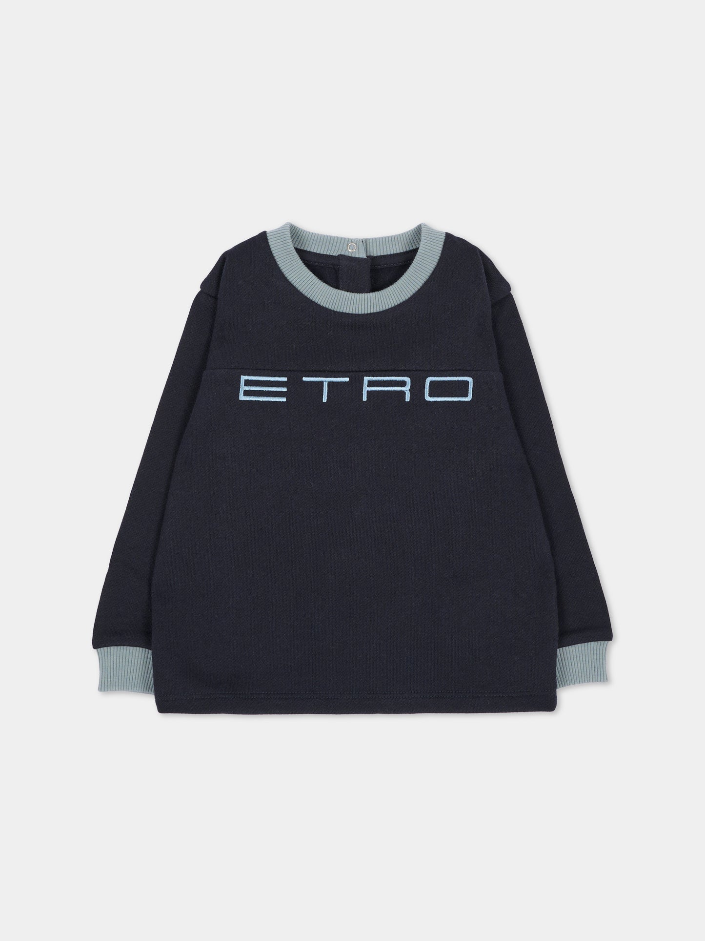 Felpa girocollo blu per neonati con logo,Etro,GV4530 Z2434 635