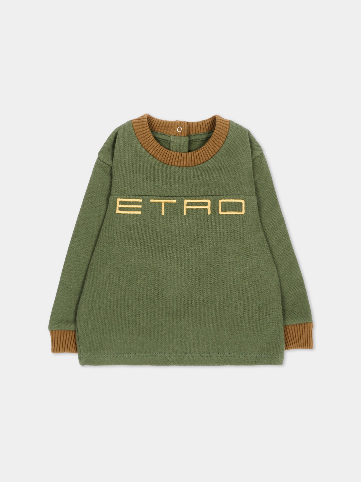 Felpa girocollo verde per neonati con logo,Etro,GV4530 Z2434 707
