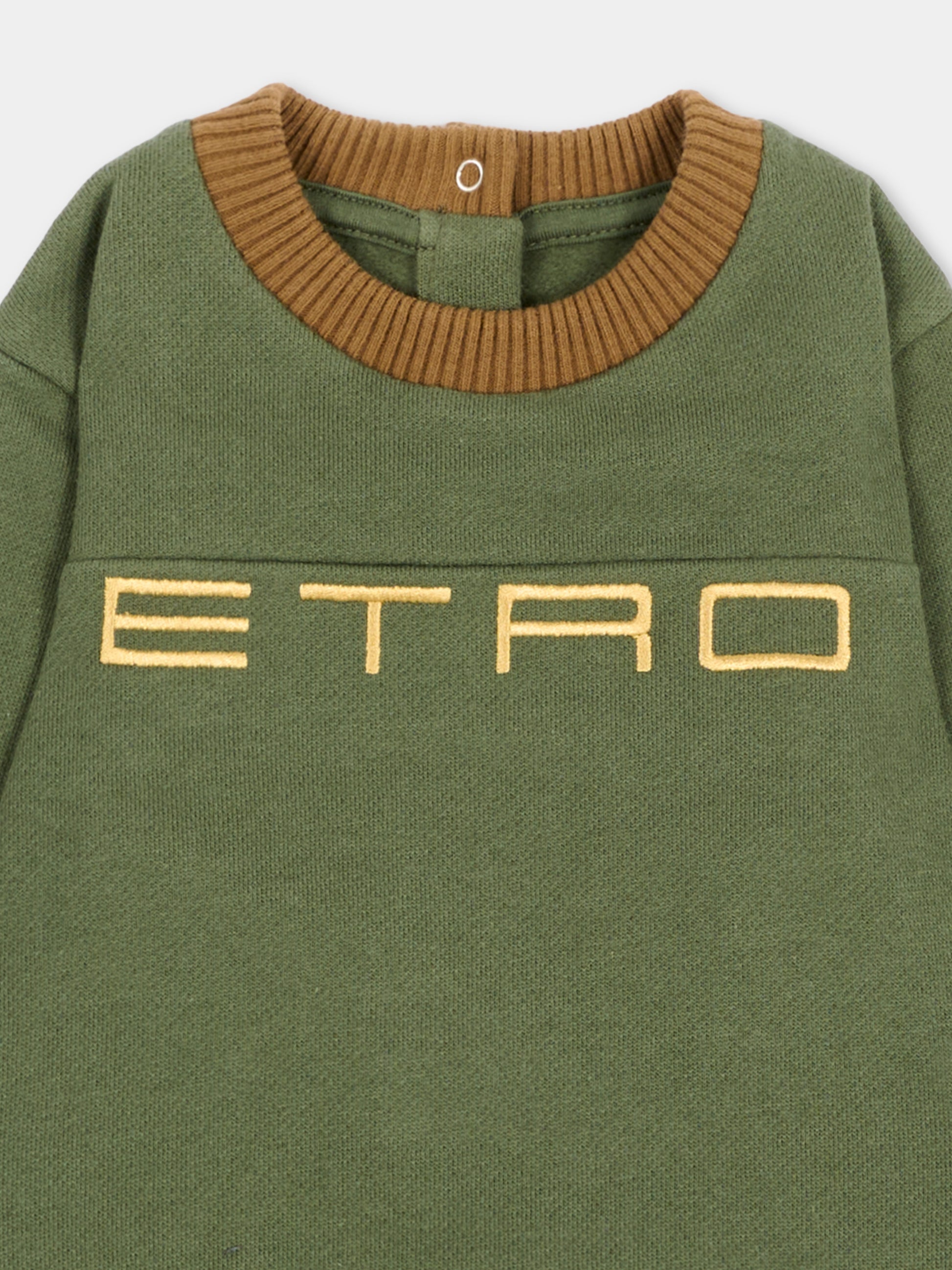 Felpa girocollo verde per neonati con logo,Etro,GV4530 Z2434 707