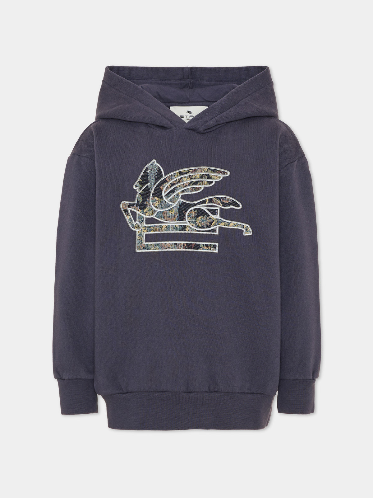 Felpa con cappuccio blu per bambini con Pegaso,Etro,GX4P30 Z3333 667