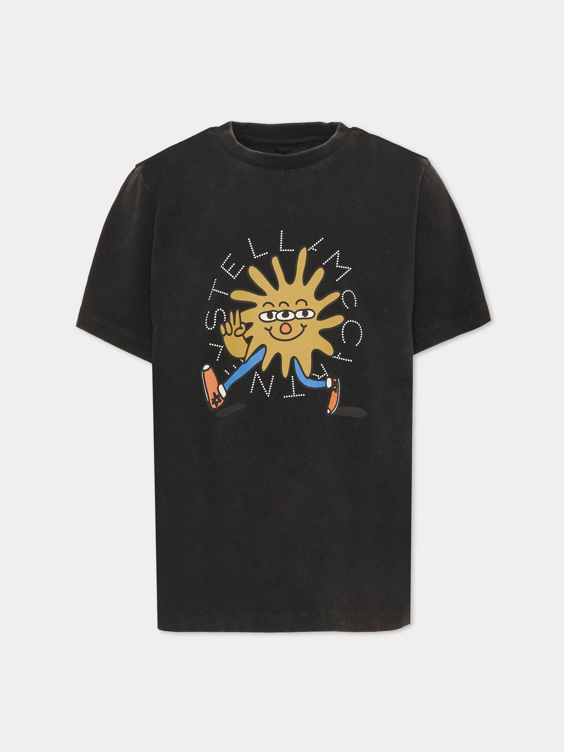 T-shirt nera per bambino con stampa,Stella Mccartney Kids,TV8Q01 Z0434 930