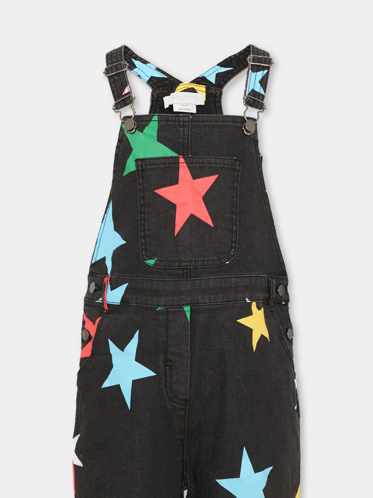 Salopette nera per bambina con stelle,Stella Mccartney Kids,TVAA32 Z2031 930MC