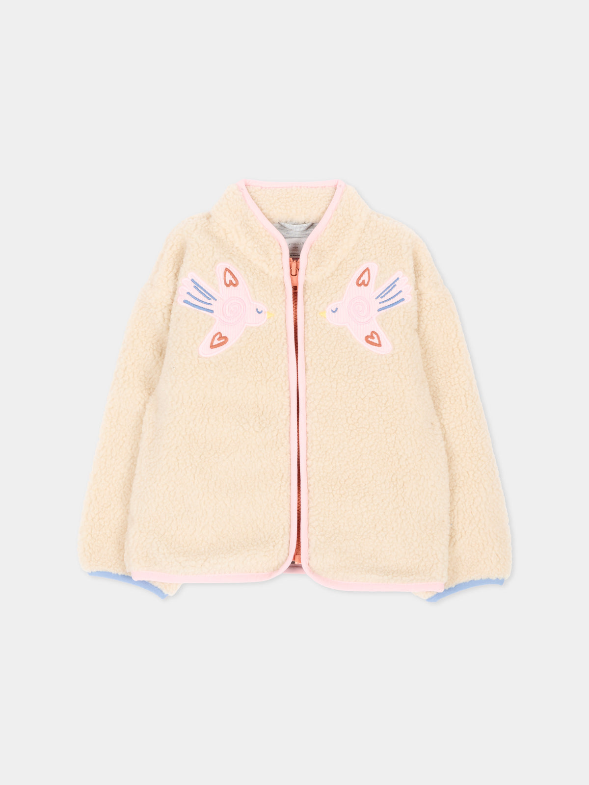 Ecopelliccia beige per neonata con ricami,Stella Mccartney Kids,TX2057 Z0506 183