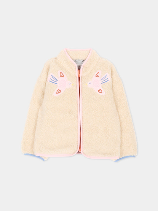 Ecopelliccia beige per neonata con ricami,Stella Mccartney Kids,TX2057 Z0506 183