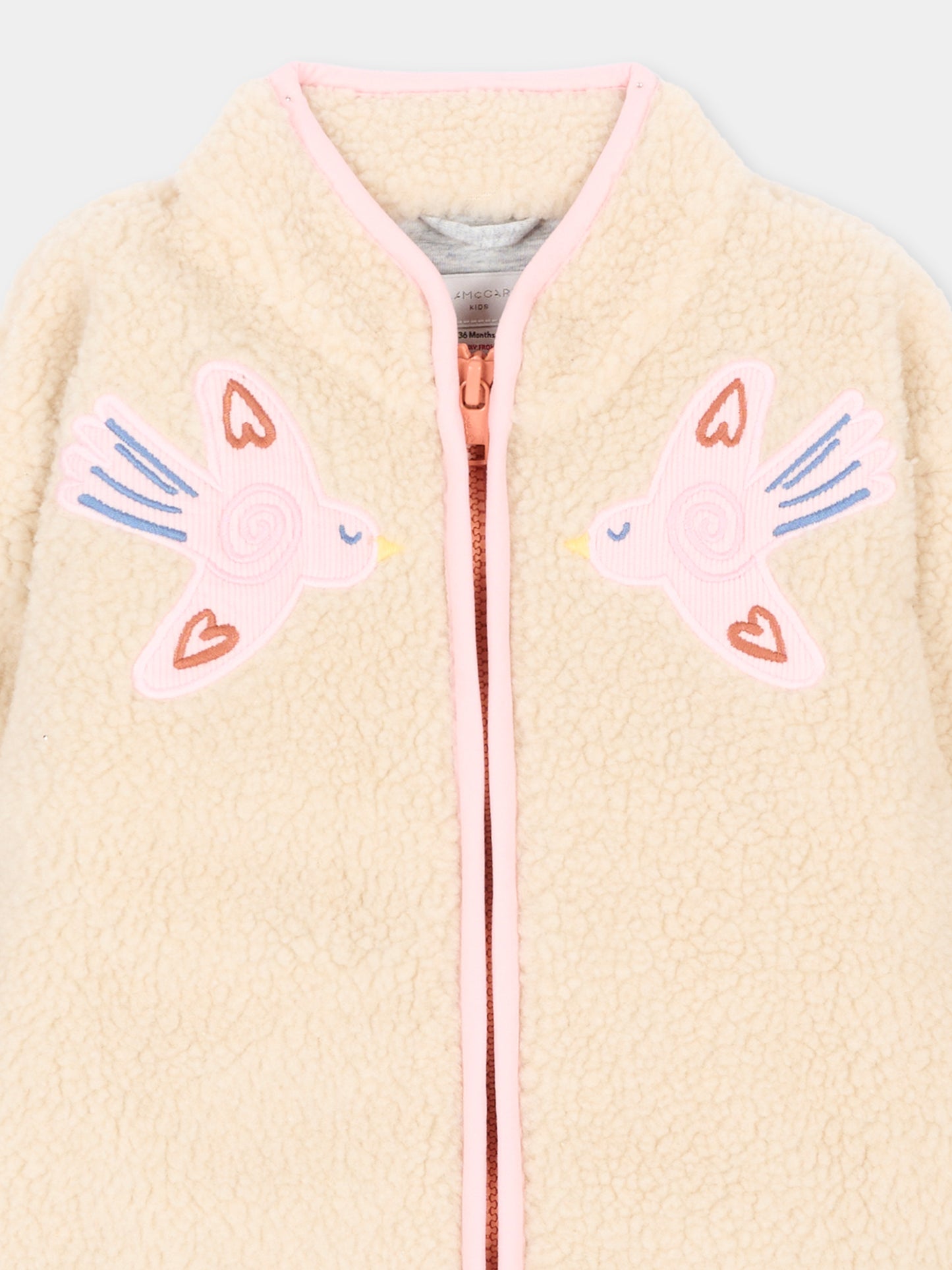 Ecopelliccia beige per neonata con ricami,Stella Mccartney Kids,TX2057 Z0506 183