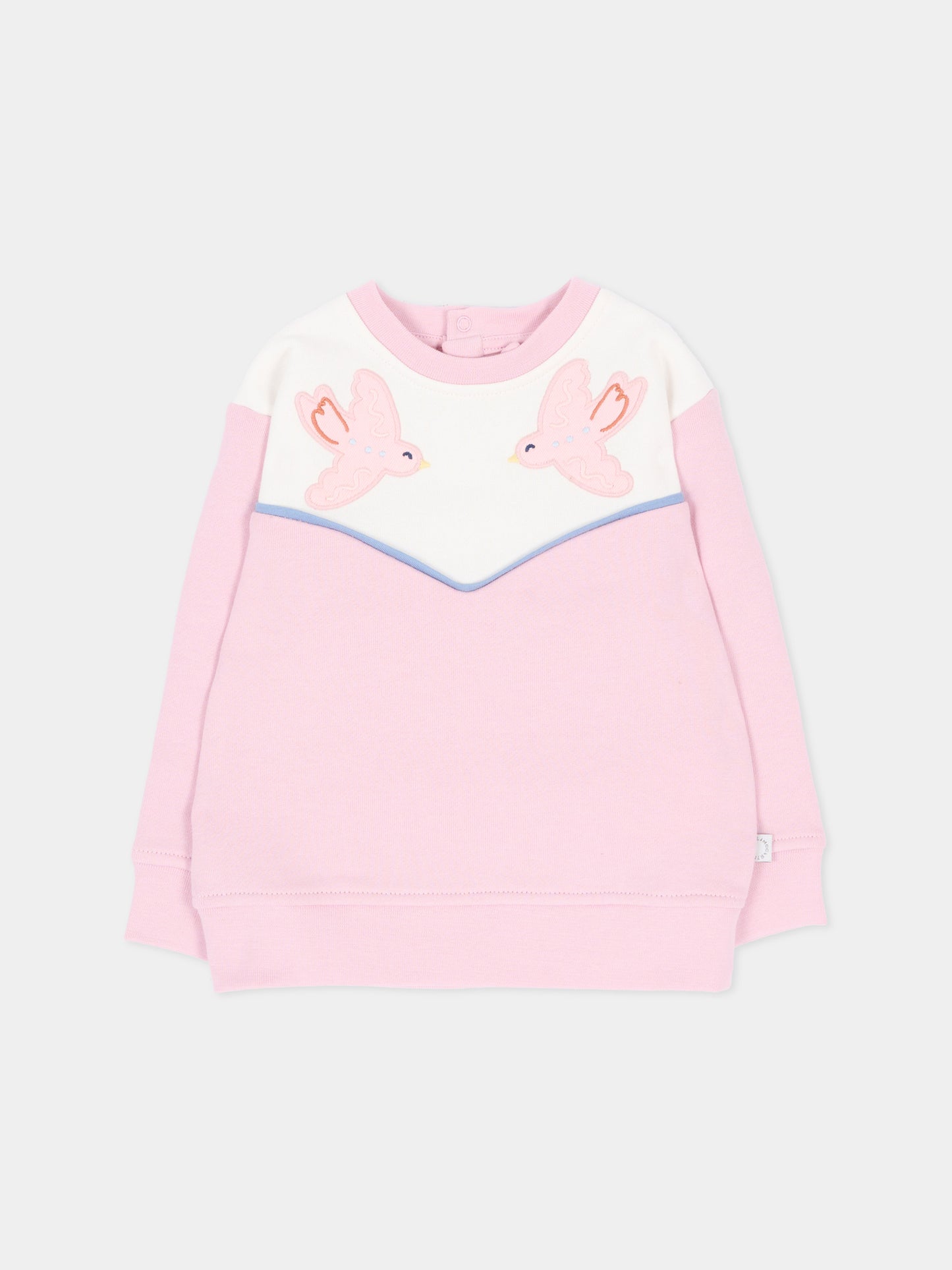 Felpa girocollo rosa per neonata con ricami,Stella Mccartney Kids,TX4080 Z3059 568
