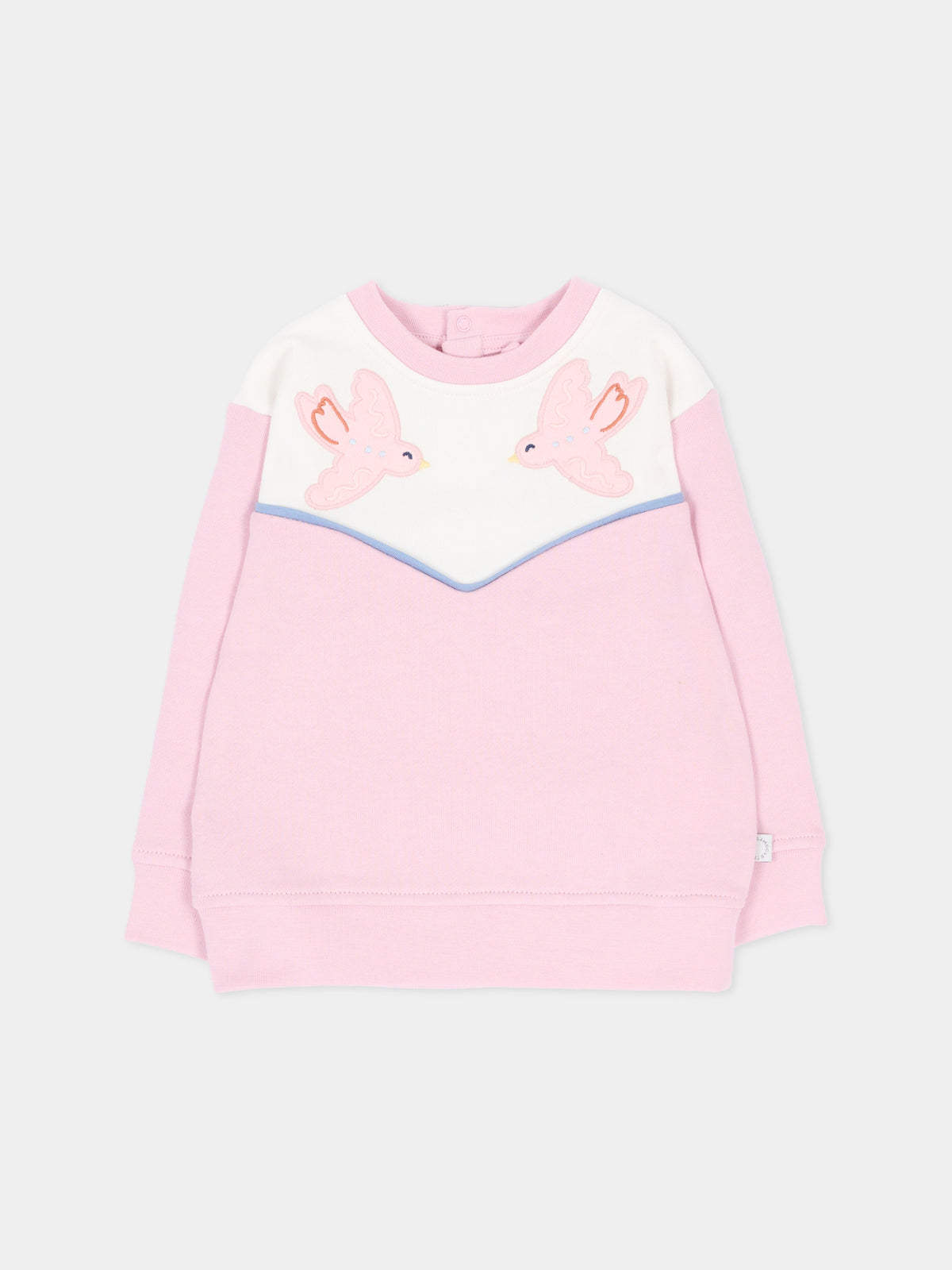 Felpa girocollo rosa per neonata con ricami,Stella Mccartney Kids,TX4080 Z3059 568