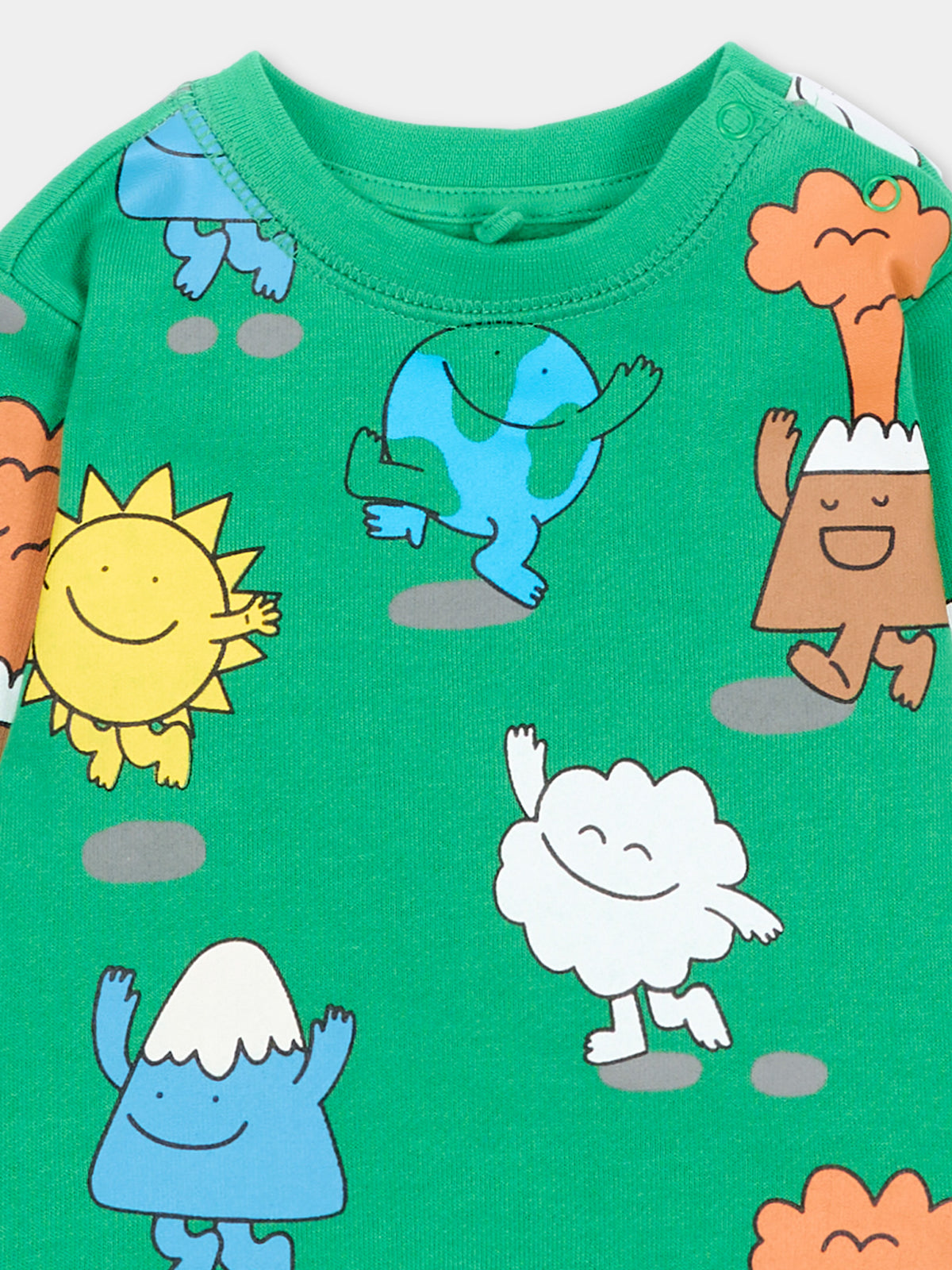 Felpa girocollo verde per neonato con stampa,Stella Mccartney Kids,TX4500 Z3203 712MC