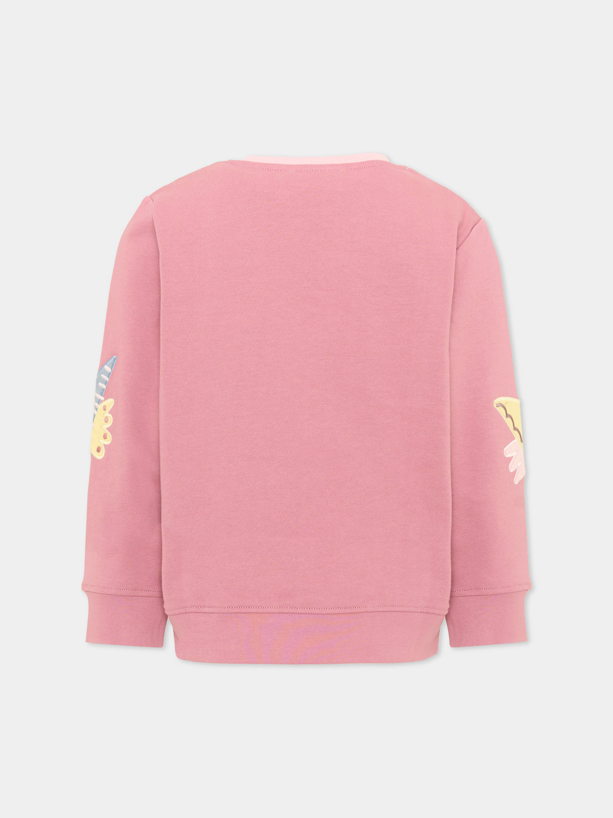 Felpa girocollo rosa per bambina con ricami,Stella Mccartney Kids,TX4A70 Z3059 51I