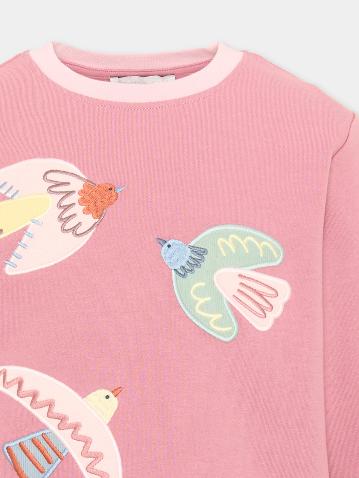 Felpa girocollo rosa per bambina con ricami,Stella Mccartney Kids,TX4A70 Z3059 51I