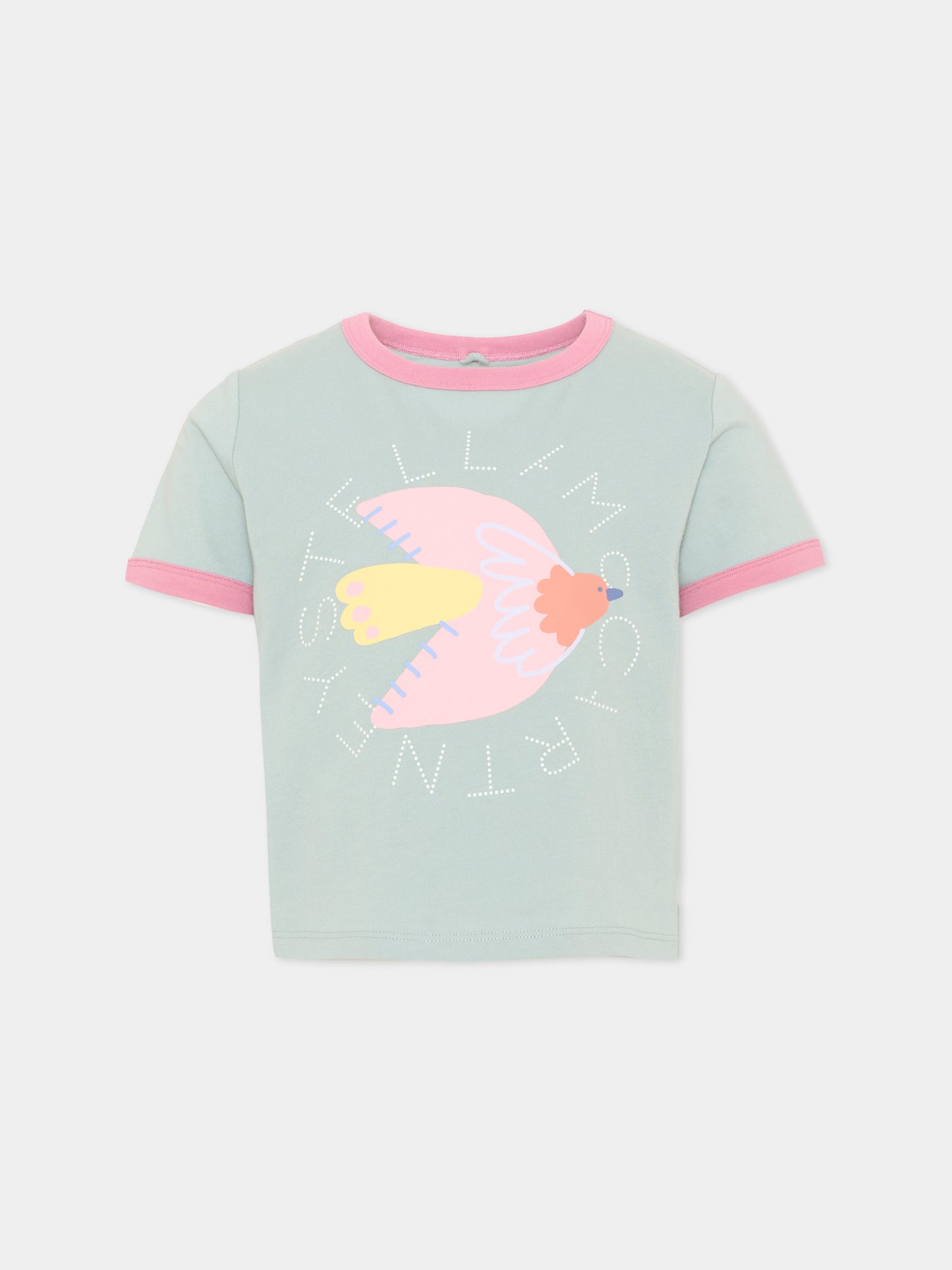 T-shirt verde per bambina con stampa,Stella Mccartney Kids,TX8A91 Z0434 923