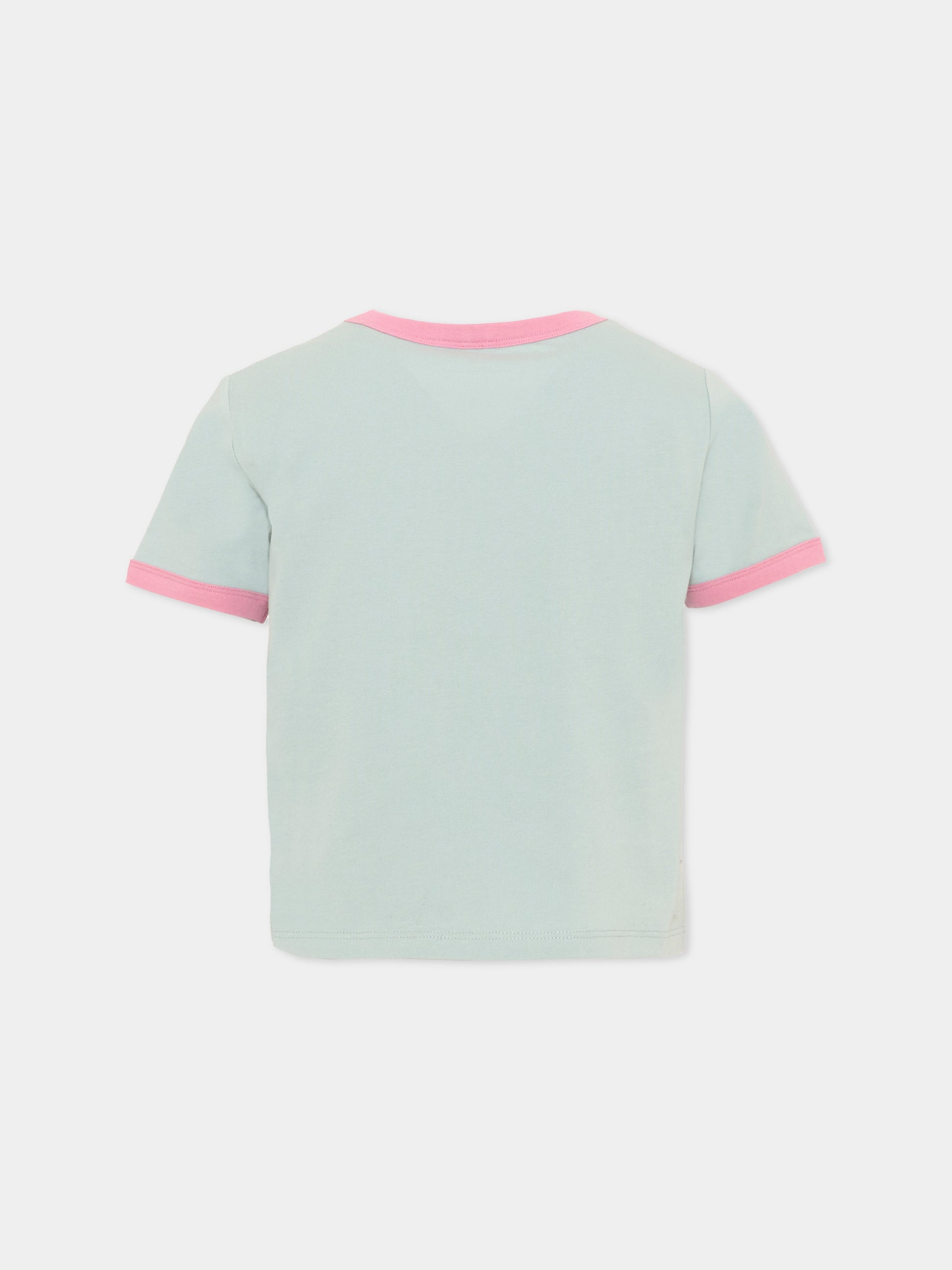 T-shirt verde per bambina con stampa,Stella Mccartney Kids,TX8A91 Z0434 923