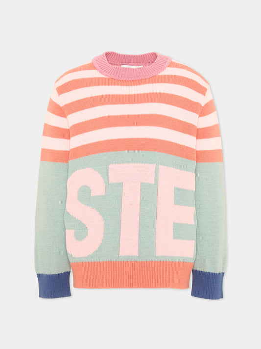 Maglione multicolor per bambina a righe,Stella Mccartney Kids,TX9A50 Z1528 999