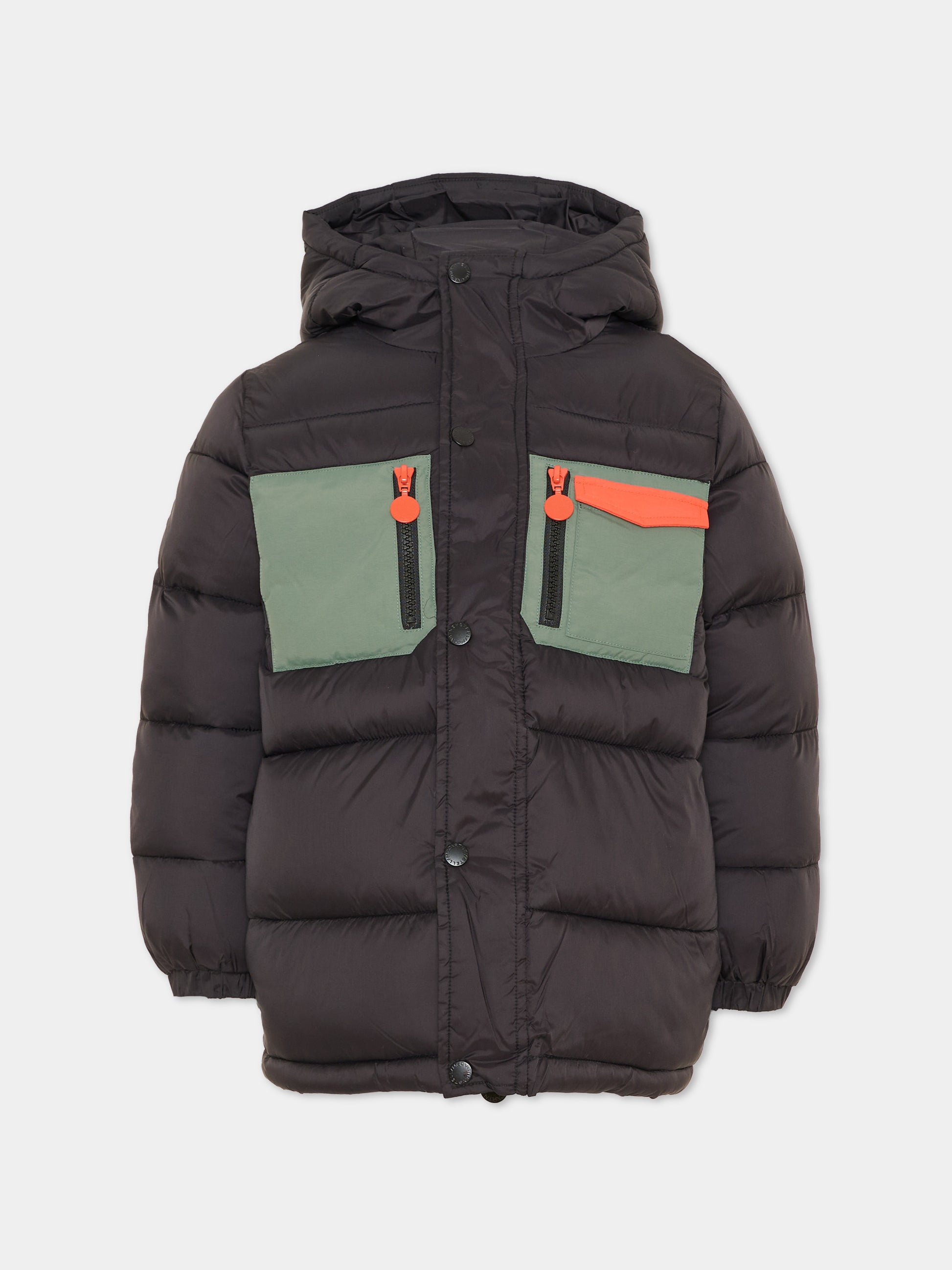 Piumino nero per bambino con cappuccio,Stella Mccartney Kids,TX2Q27 Z0536 930