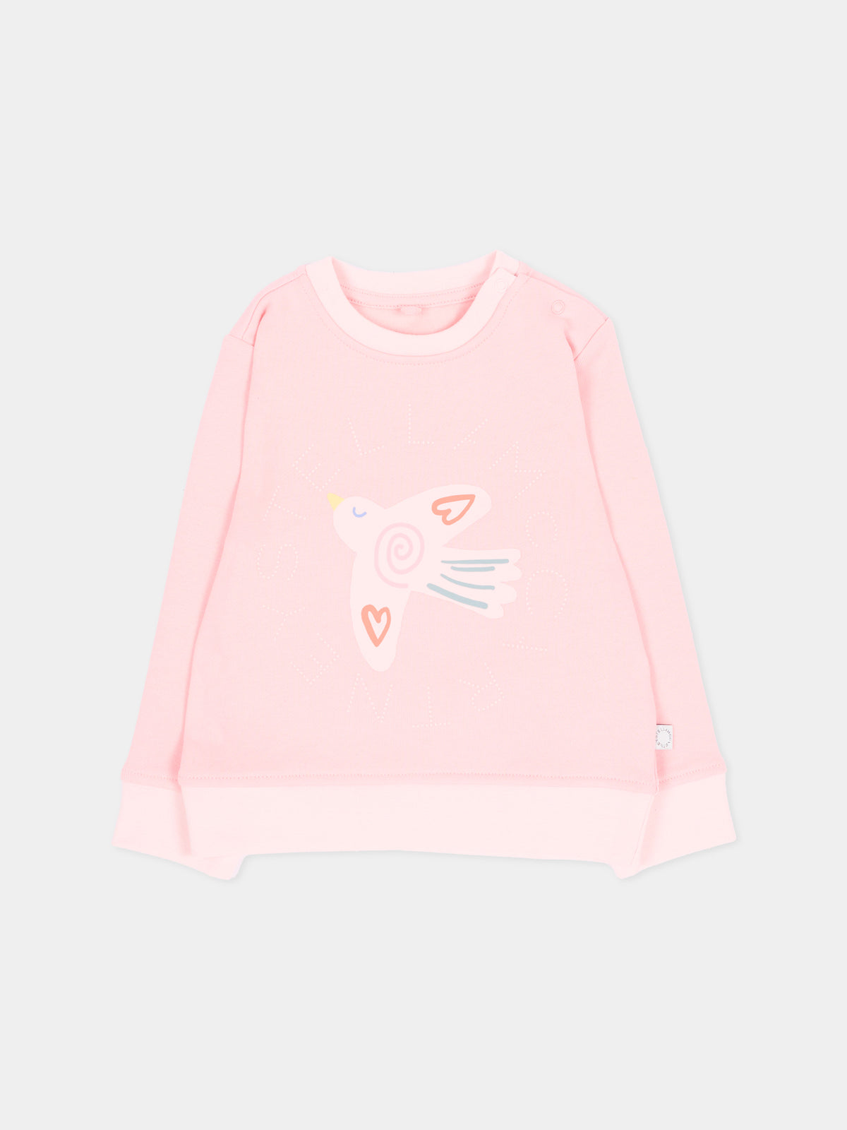 Felpa girocollo rosa per neonata con uccellino,Stella Mccartney Kids,TX4100 Z3059 511