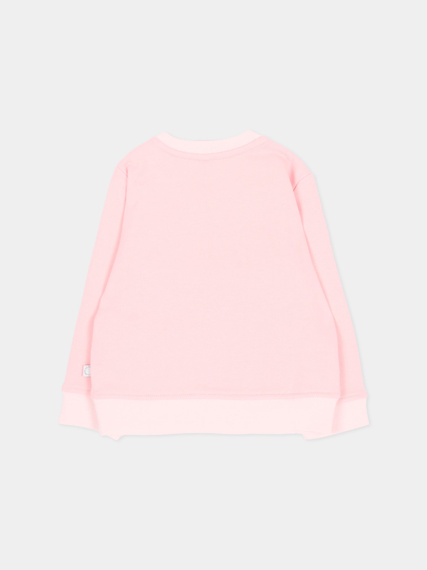 Felpa girocollo rosa per neonata con uccellino,Stella Mccartney Kids,TX4100 Z3059 511