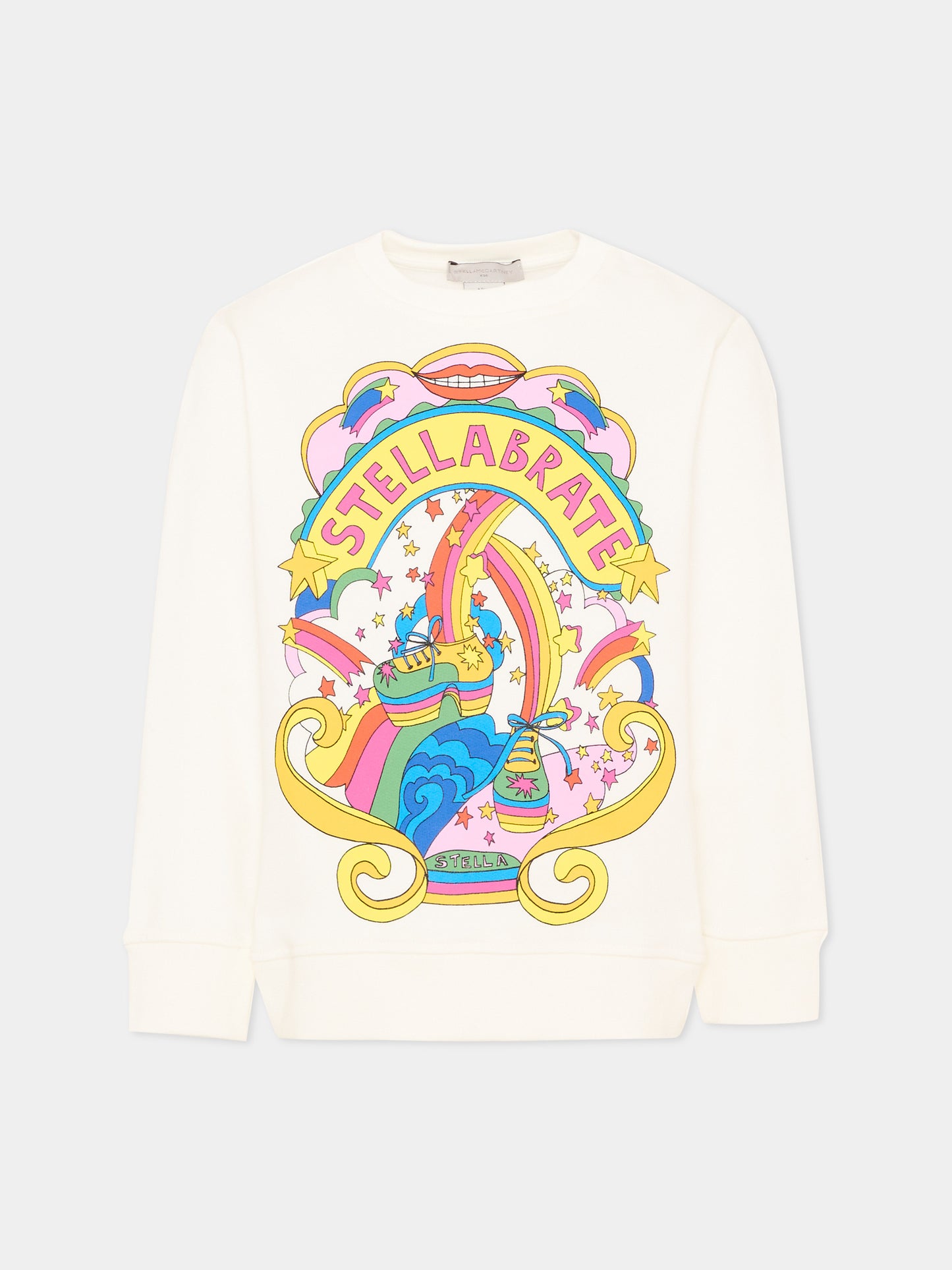 Felpa girocollo avorio per bambina con stampa,Stella Mccartney Kids,TX4B50 Z0453 101