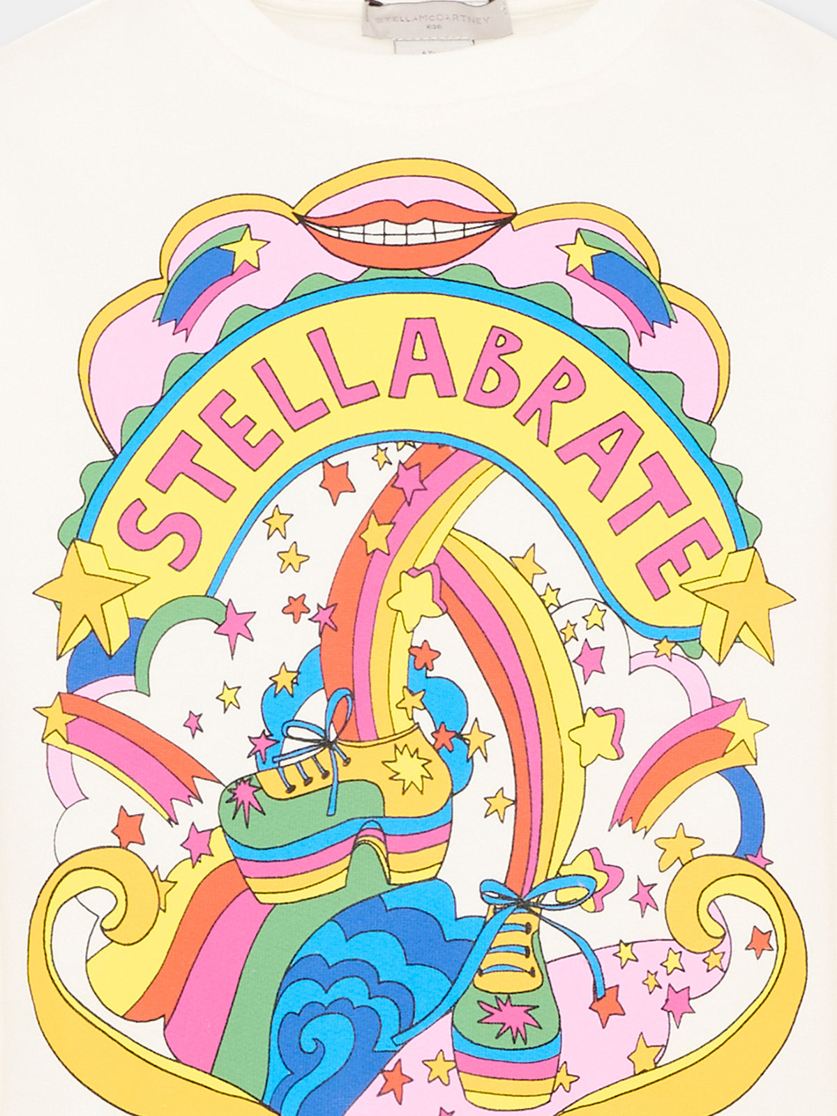 Felpa girocollo avorio per bambina con stampa,Stella Mccartney Kids,TX4B50 Z0453 101