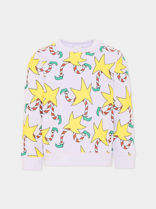 Felpa girocollo lilla per bambina con stampa,Stella Mccartney Kids,TX4C70 Z3103 573MC