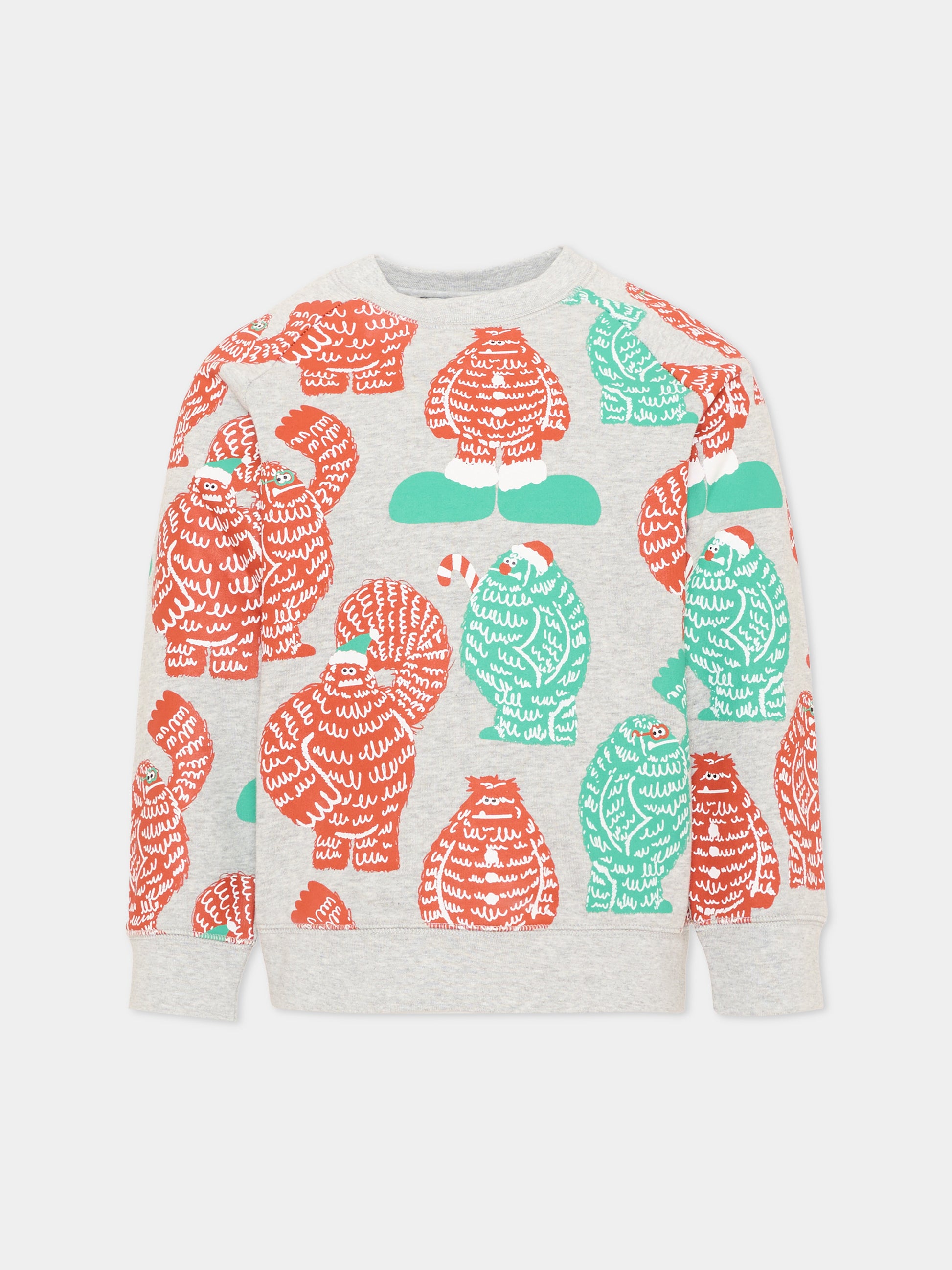 Felpa girocollo grigia per bambino con stampa,Stella Mccartney Kids,TX4P40 Z3254 807MC